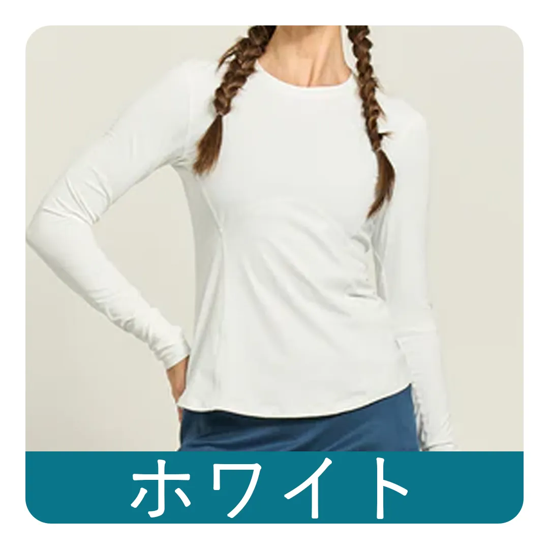 テニスウェア長袖|白ホワイト